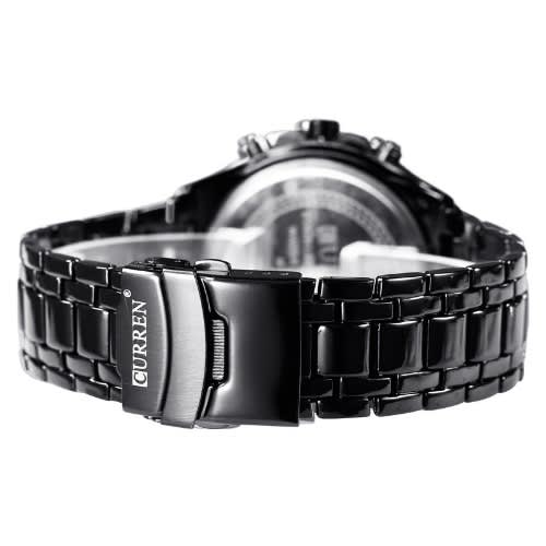 Full Steel Bracelet Waterproof Wristwatch For Men - Black