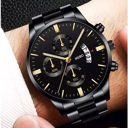 Men's Unisex Analog Quartz Watch - Black