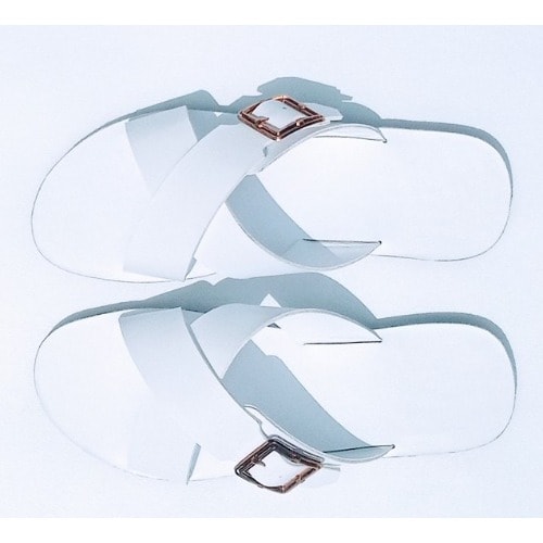 Men's White Cross Buckled Slippers