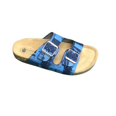 Yomitan - Men Leather Two-buckle Birkenstock Slide - Blue