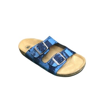 Yomitan - Men Leather Two-buckle Birkenstock Slide - Blue