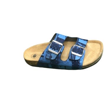 Yomitan - Men Leather Two-buckle Birkenstock Slide - Blue