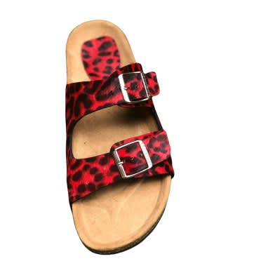 Yomitan - Men Animal Skin Leather Two-buckle Birkenstock - Red