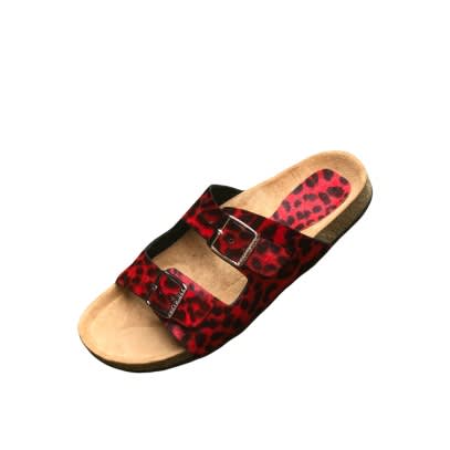 Yomitan - Men Animal Skin Leather Two-buckle Birkenstock - Red