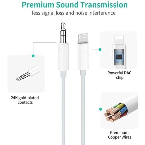 Cord For iPhone- Apple Mfi Certified - Lightning Headphone Jack Adapter Male