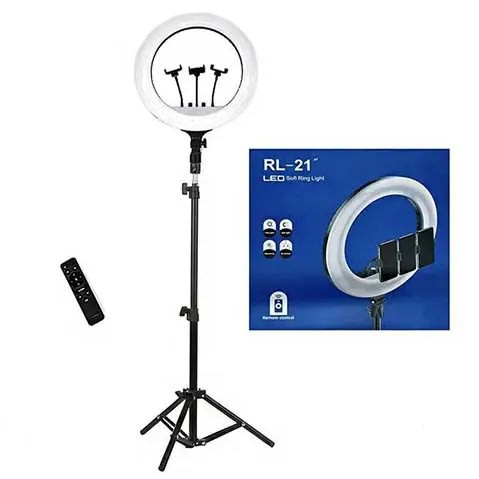 Ring Light With Tripod Stand + 3 Mobile Phone Holders - 18 Inches