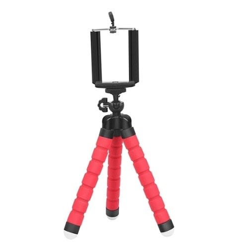 Mini Flexible Sponge Octopus Tripod With Phone Holder Clip