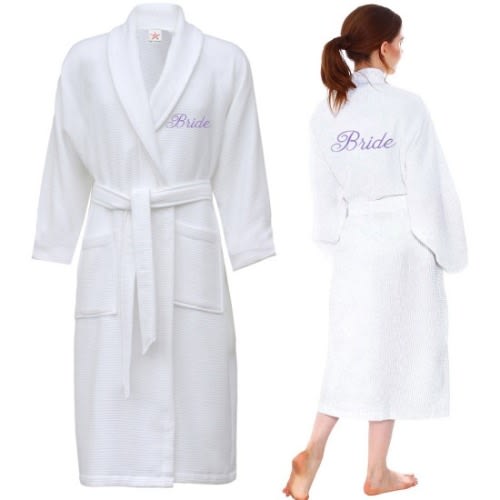 Cotton Bathrobe - White   Bride