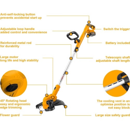 Ingco Lithium-ion Cordless Grass String Strimmer - 20v