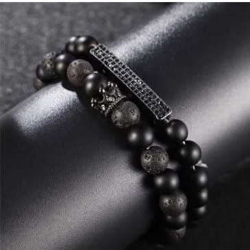 2 In 1 Crystal Matts Stone Beads Bracelet