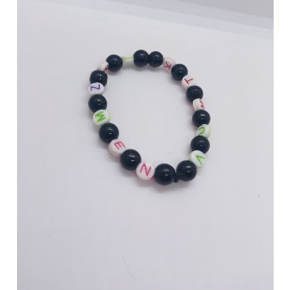 2pcs Unisex Colored Alphabet Beaded Bracelets - Black