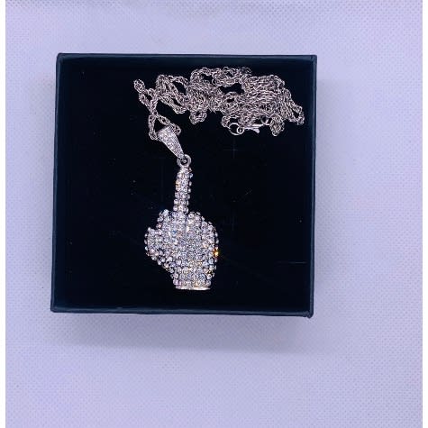 Just Accessories - Iced Finger Pendant- Silver