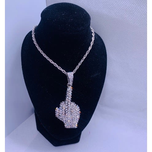 Just Accessories - Iced Finger Pendant- Silver
