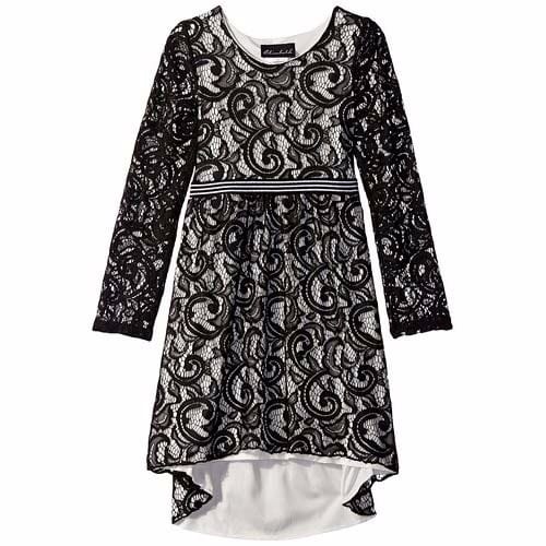 High-Low Lace Dress with Contrast Lining