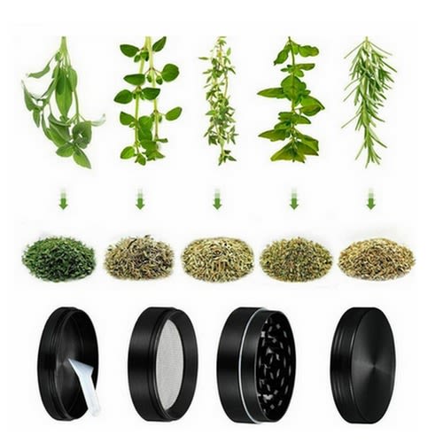 4 Layers Zinc Alloy Hand Crank Herb Mill Crusher - Black