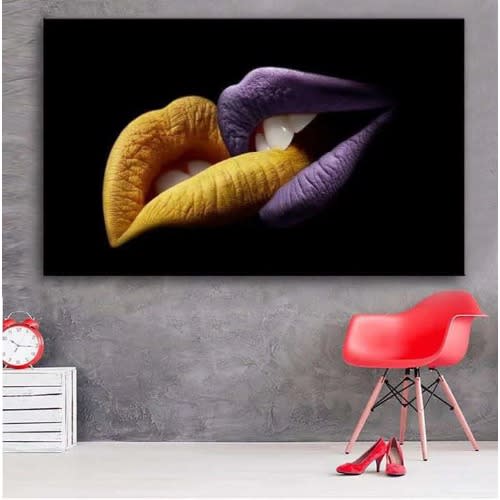 Kissing Lips Canvas Frame