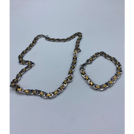 2 Pieces Men’s Necklace And Link Bracelet