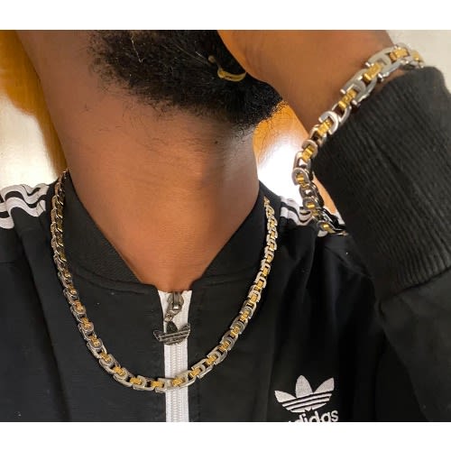 2 Pieces Men’s Necklace And Link Bracelet
