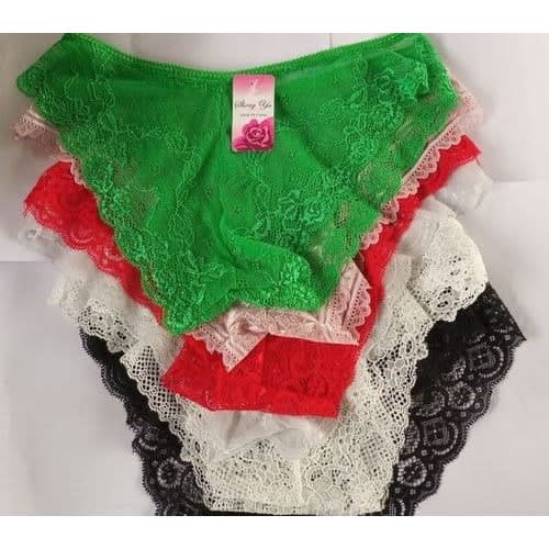 V- Shape Low Waist Lace Panties - 6 Set