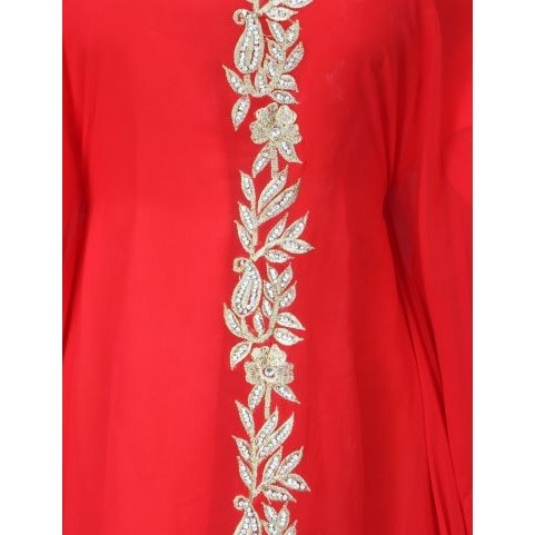 Full Woven Caftan Dress - Red