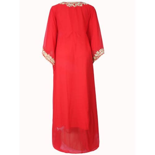 Full Woven Caftan Dress - Red
