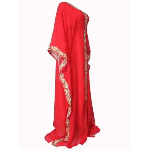 Full Woven Caftan Dress - Red