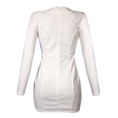Buttoned Open Military Mini Dress - White