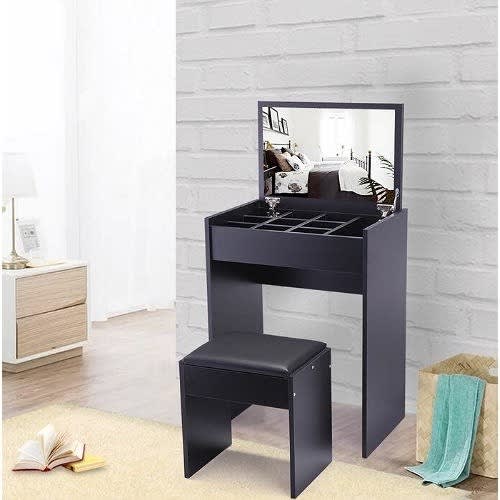Nikky Best  Vanity Set With Stool & Mirror - Black