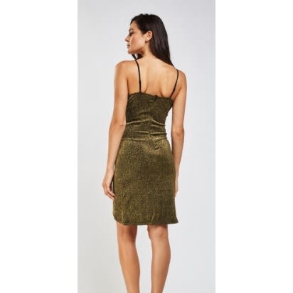 Twisted Lurex Plunge Wrap Dress