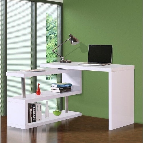 J Best Venture  L-shape Writing Desk - White