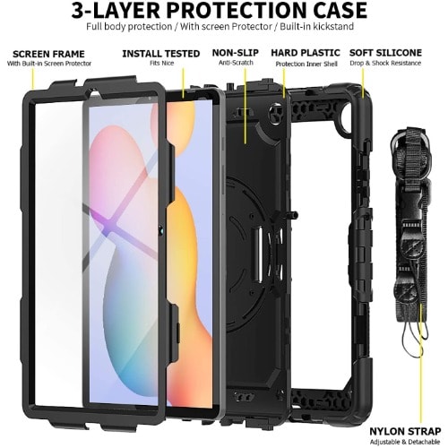 Defender Case For Samsung Galaxy Tab S6 Lite Sm-p610/p615 With Pen Holder Stand Shoulder