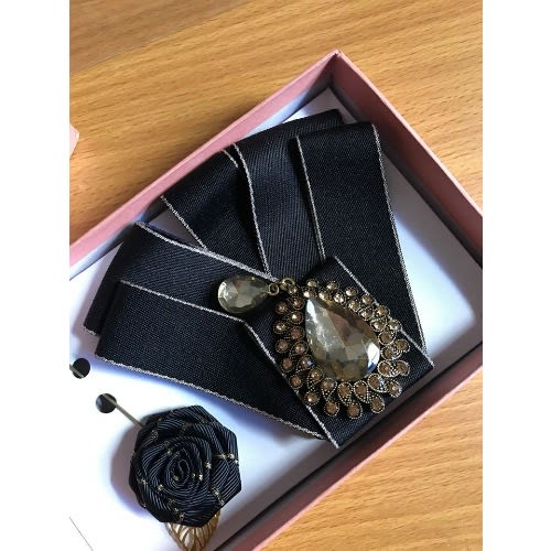 2-in-1 Men's Bow Tie N Lapel- Black