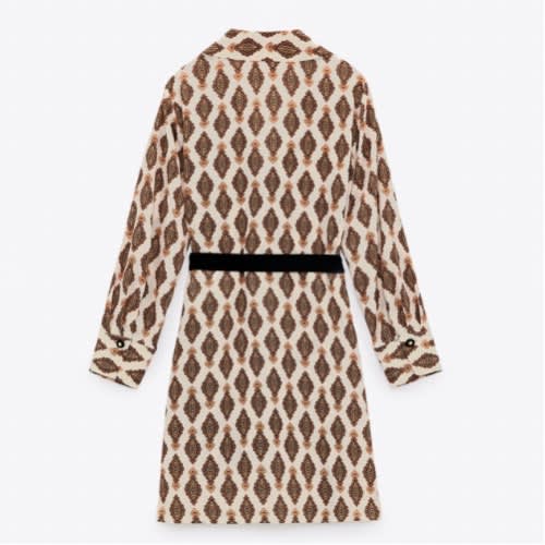 Velvet Belt Printed Blouse