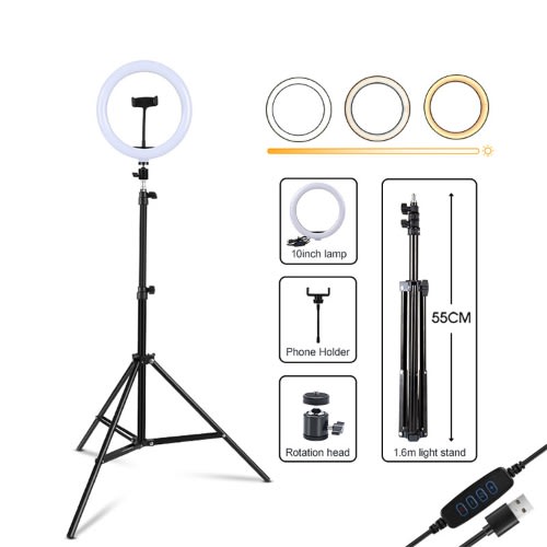 10 Inch Ring Light With 1.6m Tripod Stand