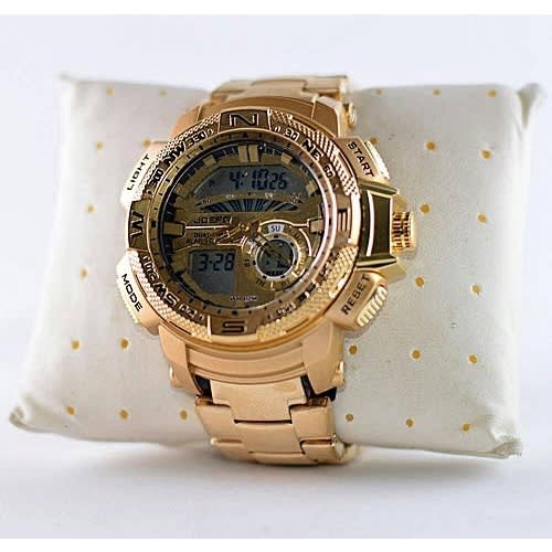 Men's Waterproof Wristwatch - Gold