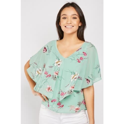 Chiffon Overlay Printed Top