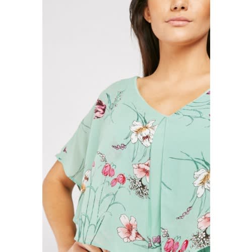 Chiffon Overlay Printed Top