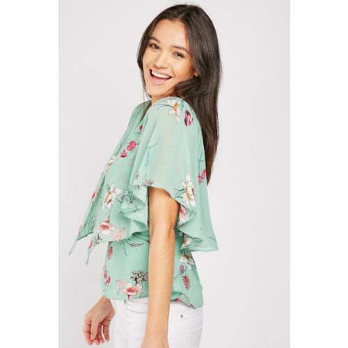 Chiffon Overlay Printed Top
