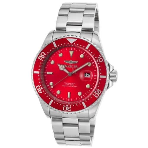 Invicta Men’s Pro Diver 43mm Stainless Steel Quartz Watch - Silver And Red