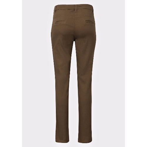 Ladies Twill Cotton Trousers - Brown