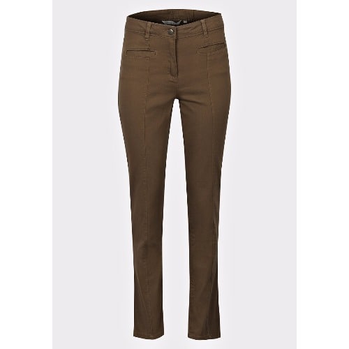 Ladies Twill Cotton Trousers - Brown