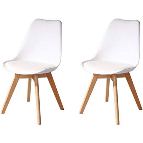 Wood Leg Dining Table And 2 Chairs Set - White 80x80cm