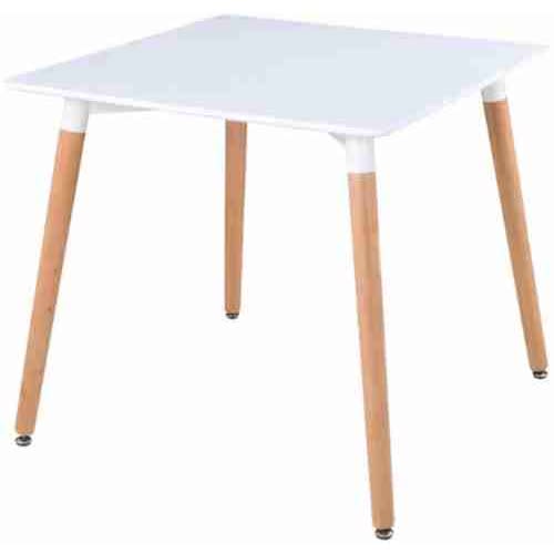 Wood Leg Dining Table And 2 Chairs Set - White 80x80cm