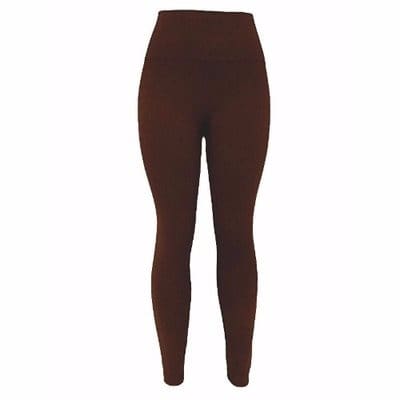 Ladies High Waist Thick Leggings - Dark Brown