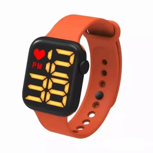 Square LED Silicone Watch - Orange