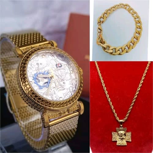 Men's Wristwatch And Jewelry Set