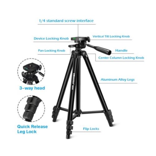 Ubeesize 60" Tripod With Bluetooth & Carrying Bag
