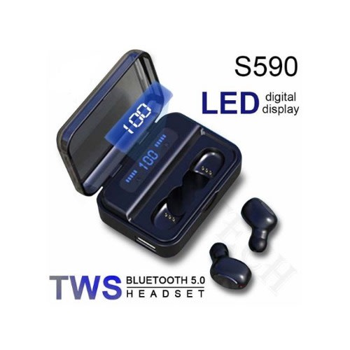 S590 Bluetooth Wireless Earphone With Emergency Power Bank - Black
