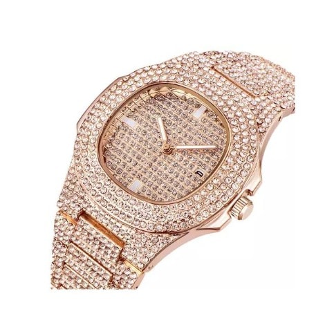 Gold Rhinestone Unisex Wristwatch