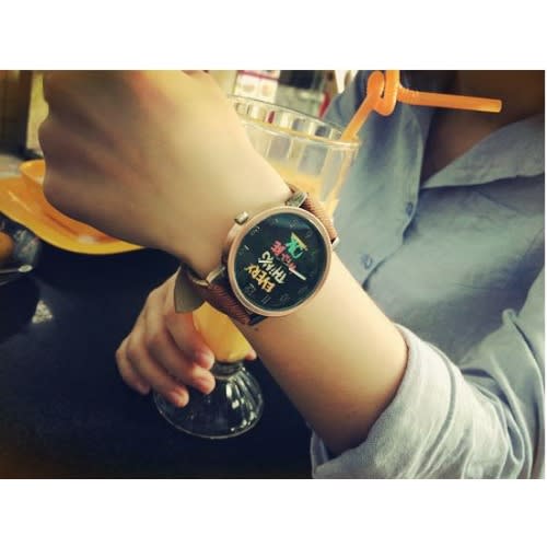 Inspirational Retro Denim Strap Watch - Brown